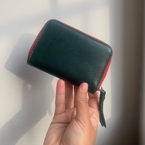& Other Stories: Green Zipped Wallet with Red Trim